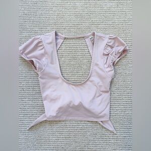Free People Intimately Rose Pink Puff Sleeve Top XS